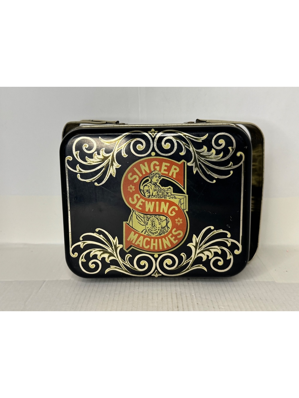 Singer sewing machine tin box